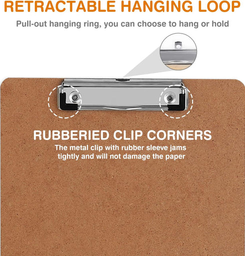 HERKKA 32 Pack Hardboard Clipboards, Low Profile Standard A4 Letter Size, ECO Friendly Office Supplies