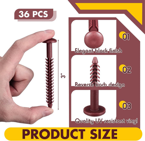 MorningRo 36 Pack Vinyl Shutter Fasteners Plastic Shutter Screws Window Shutters Exterior Spike Loks for Installing