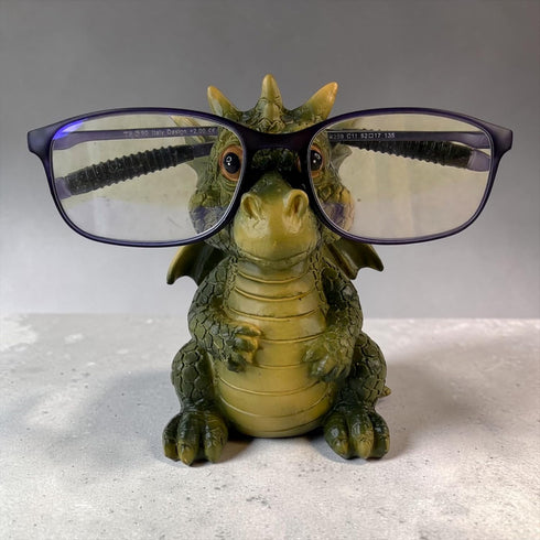 4 Top Brass Dragon Eyeglasses Holder Stand Resin Glasses Holder for Desk, Nightstand & Office Tall Fun Cute Figurine