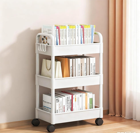 Generic Rolling Cart with Lockable Drawer & Wheels - Multifunctional Storage Organizer for