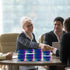 Hoteam Acrylic Business Card Holder: 16 Slot 4 Tier Large Business Card Organizer, Clear Plastic Stand for Home