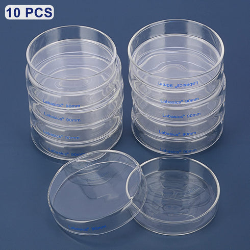 10pk Glass Petri Dishes, 90x20 mm Autoclavable Borosilicate Glass Cell Culture Dishes with Clear Lid for Laboratory