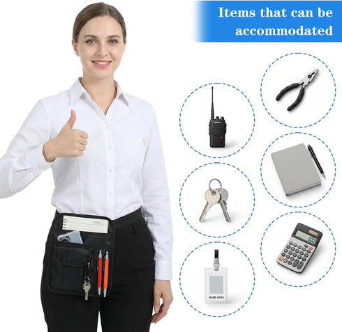 XLIUAX Server Apron Pouch, Restaurant Waiter Waist Check Holder Working Serving Pouch Utility Server Accessories Bag