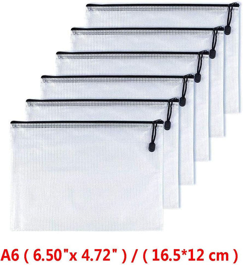 Oaimyy-A6 Plastic Mesh Zipper Pouch Document Folders, 4.5"x 6.5", 12 Pcs for School Office Supplies, Travel