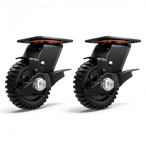 TOROTEK 5 inch Swivel Caster Wheels, 550lb Heavy Duty Solid Rubber Plate Casters,