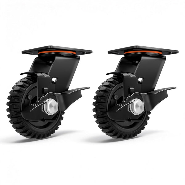 TOROTEK 5 inch Swivel Caster Wheels, 550lb Heavy Duty Solid Rubber Plate Casters,