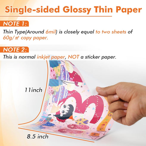 8.5x11 Inches 100 115gsm Koala Glossy Thin Inkjet Paper Sheets Compatible with Inkjet Printer Use DYE INK