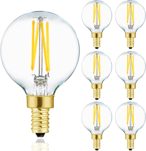 XININSUN G16.5 LED Bulb, E12 40W Candelabra, Dimmable, 4000K Daylight White, 400LM, 4W, 6 Pack