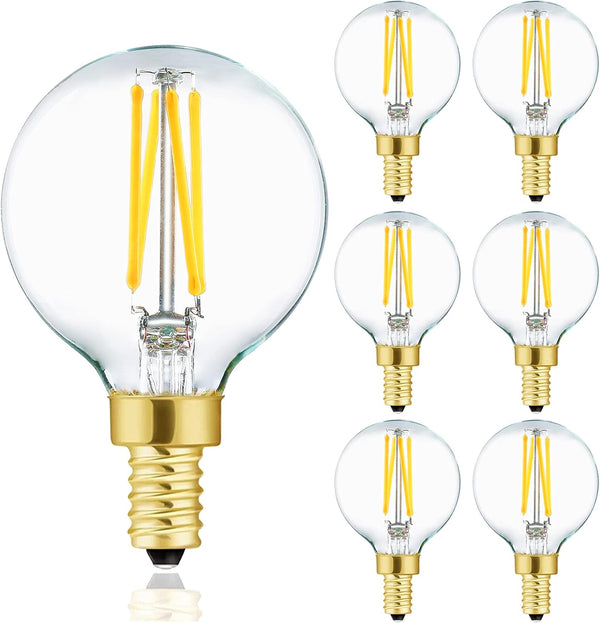 XININSUN G16.5 LED Bulb, E12 40W Candelabra, Dimmable, 4000K Daylight White, 400LM, 4W, 6 Pack