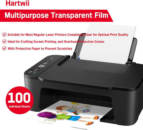Transparent Laser Overhead Projector Film, 8.5x11 Inches, 100 Sheets for Laser Printers, Office and School Supplies