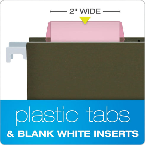 Pendaflex Hanging Folder Tabs - 2" Clear Pink - 25 Tabs and Inserts per Pack