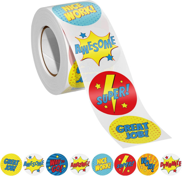 Reward Stickers for Teachers - 1000 PCS Superhero Stickers for Kids, Motivational Classroom Supplies