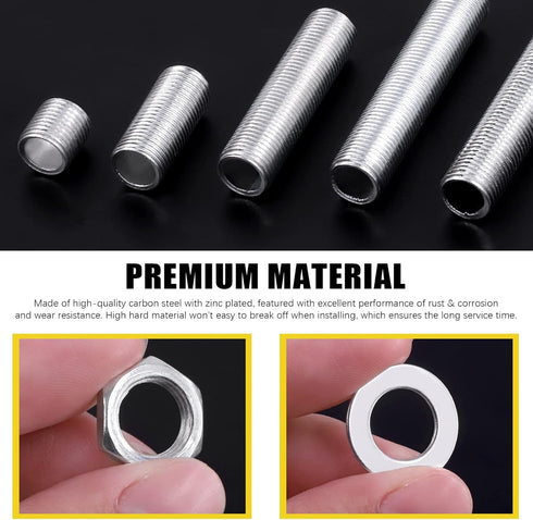 160 Pcs Zinc Coated Lamp Repair Hardware Assortment Set with Washers, Nuts, All Thread Lamp Rod Accessories