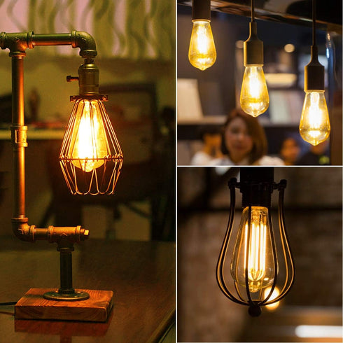 ANWIO Vintage Edison Light Bulb ST21 LED Filament Bulb 5W(40 Watt Equivalent) Dimmable 2500K (Amber Glow) Warm White E26 Medium Base, Amber Glass Cover,6 Pack by ANWIO
