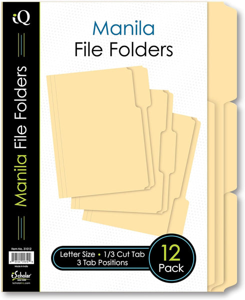 iScholar Manila File Folders, 12 Pack, Letter Size (31012)