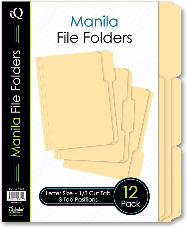 iScholar Manila File Folders, 12 Pack, Letter Size (31012)