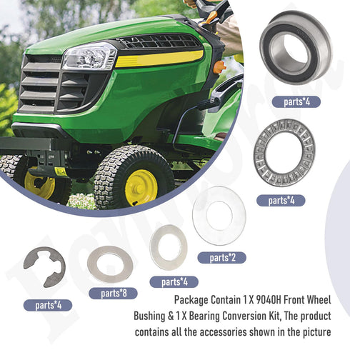 9040H Front Wheel Bushing to Bearing Conversion Kit for Craftsman/Poulan/Husqvarna Lawn Mower