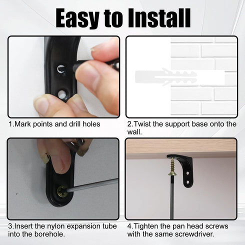 OYWOBET 8pcs 2 Inch 90 Black Heavy Duty L Brackets, Wall Mount L Corner Brackets Degree Shelf Support, Small Right