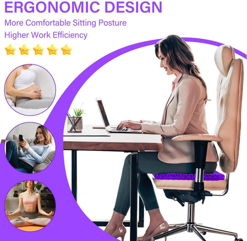 TONINT (17" 15") Large Gel Seat Cushion for Long Sitting with Non-Slip Cover, Soft & Breathable, Seat Cushion
