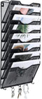 EasyPAG 8 Pocket Hanging File Organizer, Wall Mount File Holder with 5 Key Hook for Office and Classroom, Black
