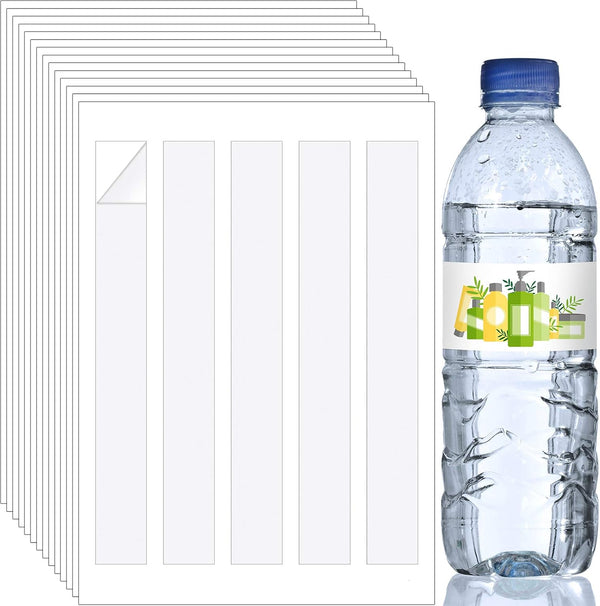 Tenare 75 Pcs Waterproof Printable Water Bottle Labels - Self Adhesive Blank Wraparound Stickers for Laser and Inkjet