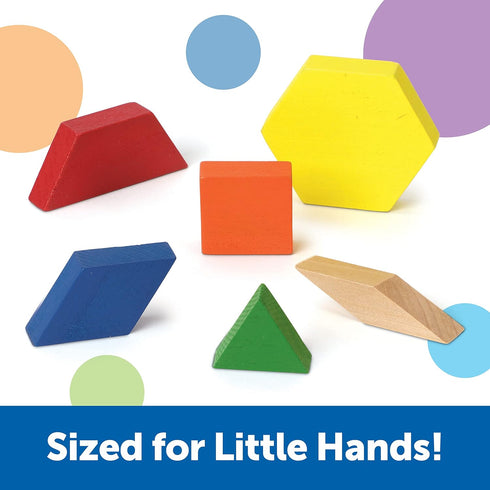 Learning Resources Wooden Pattern Blocks - Educational Toys and Tangram Puzzle Manipulatives for Kindergarten, Early