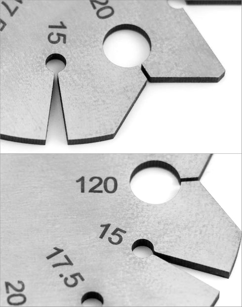 QWORK Bevel Gauge, Stainless Steel Axe Angle Gauge, Round Shape Knife Angle Finder for Measuring Knife Angle