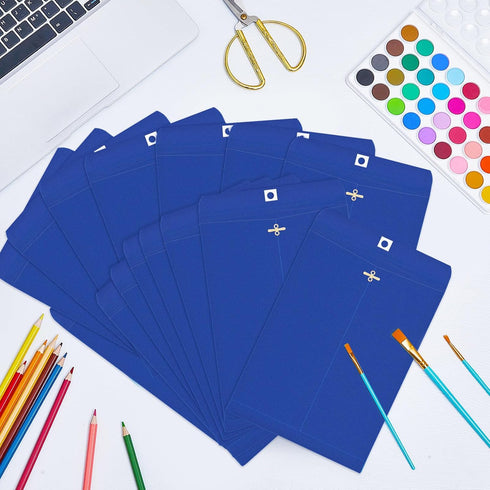Geyee 100 Pcs Clasp Envelopes, Manilla Gummed Mailing Envelopes for Home Office, Dark Blue, 6 x 9 Inch