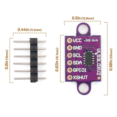 Qoroos 5Pcs VL53L0X 940nm GY-VL53L0XV2 Time-of-Flight (ToF) Laser Ranging Sensor Breakout Distance Measurement Module