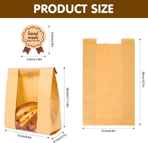 50Packs Packaging (13.7x8.3x3.5 Inch), Moretoes Large Paper Bread Bags for Homemade Bread, Sourdough Bread Bags