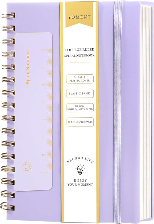 Yoment Spiral Notebook, College Ruled A5 Spiral Bound Journal with 160 Pages Thick Paper Plastic Hardcover for Note