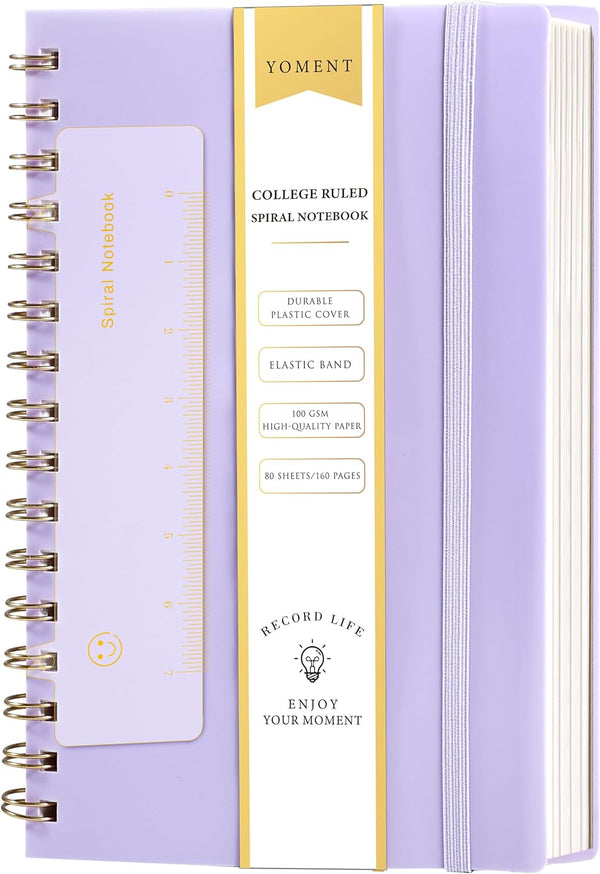 Yoment Spiral Notebook, College Ruled A5 Spiral Bound Journal with 160 Pages Thick Paper Plastic Hardcover for Note