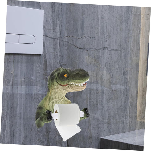 Holibanna Dinosaur Toilet Paper Holder Adhesive Backing Fun Bathroom Decor for Boys and Girls Wall-Mounted Easy