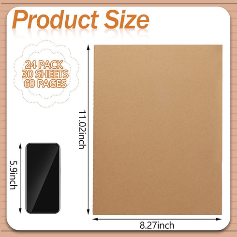 Lincia 24 Pack Large Kraft Notebooks - 8.5 x 11 inch College Ruled Notebook Bulk for School and Office Writing