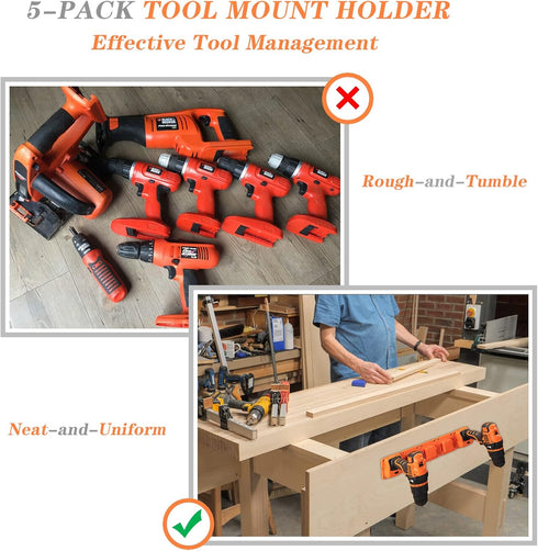 Crivnhar 5 Packs Tools Drill Mount Holder - Fit for Black+Decker 20V Max Li-ion Drill Tools Holder with Screws