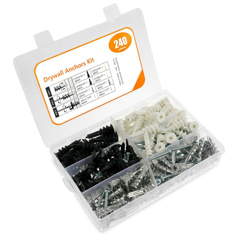 Abizarch Accessories(240PCS) Drywall Anchor Screw Kit Firmware Self Drilling Screws Bolt Plug for Installing Electrical