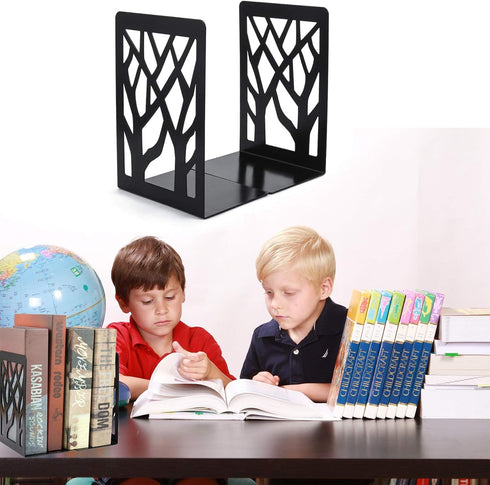 Black(4 MSDADA Bookends, Book Ends for Shelves, Bookends for Office, Book Ends for Heavy Books, Book Shelf Holder Stand