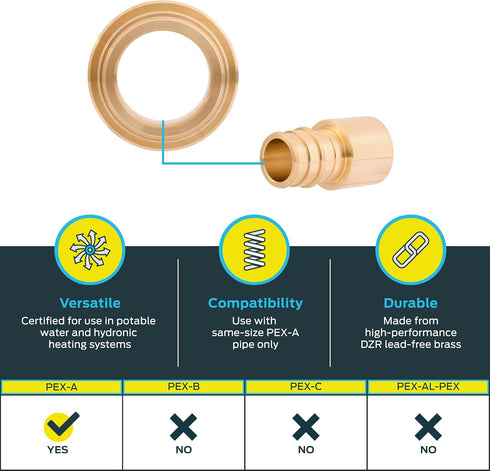 SharkBite 3/4 x 3/4 Inch Expansion FNPT Sweat Adapter, UAB606LFA for PEX-A Pipe, Brass Plumbing Fittings