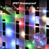 66Ft 200LED 1800mAh 19 IP67 ICRGB Solar Rope Lights Outdoor, Christmas String Lights with Remote, Type C, Modes