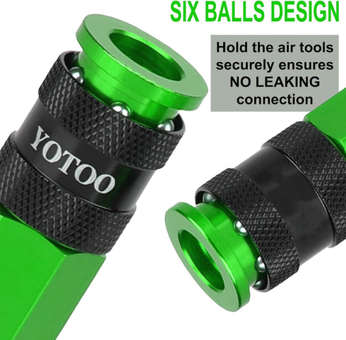 YOTOO Universal Air Coupler and Industrial Plug Kit, 29 Pcs Durable Aluminum Quick Connect Fittings