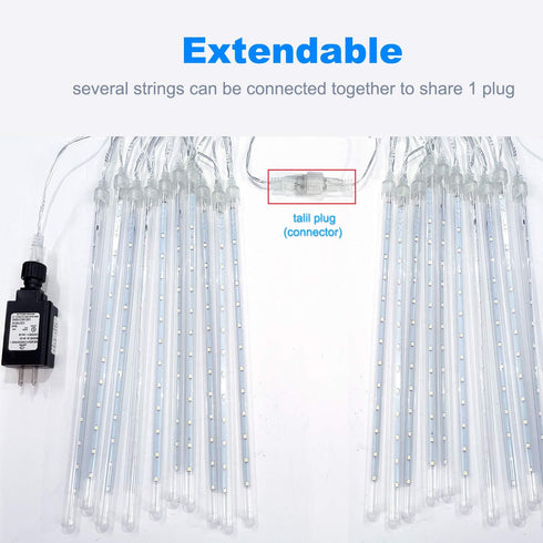 Aluan 40cm Meteor Shower Rain Lights, 10 Tubes 360 LEDs Waterproof Hanging Lights for Christmas Holiday Decor, Blue