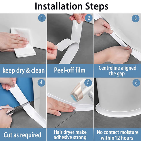 Caulk Tape Self Adhesive, 1 Roll Waterproof Toilet Caulk Strip for Bathroom Edge Protection