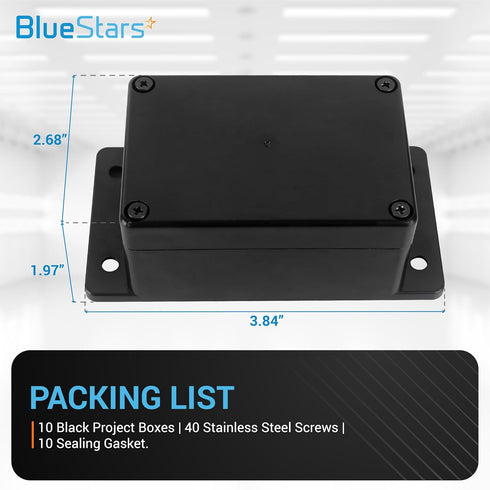 BlueStars Pack of 2 Project Box with Fixed Ear IP65 ABS Plastic Waterproof Weather-Resistant, 3.94 x 2.68 x 1.97 Electrical Project Case Power Enclosure for DIY Project