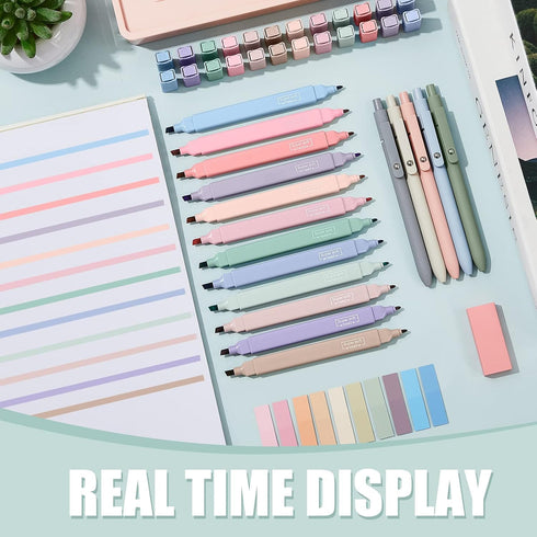 Jutom 29 Pcs Book Annotation Kit, Aesthetic Highlighters, Gel Pens, Sticky Notes, Dual Ended Markers for School