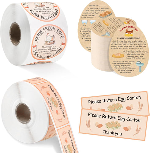 MOMOTONX Fresh Farm Egg Packaging Set Includes 500 Farm Fresh Eggs Carton Labels,