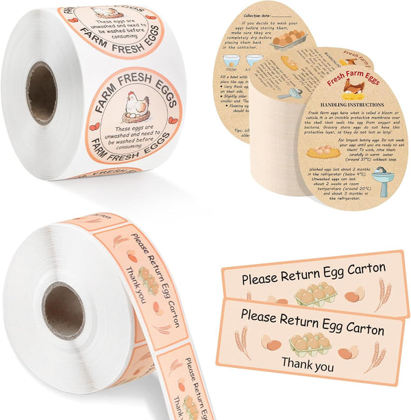 MOMOTONX Fresh Farm Egg Packaging Set Includes 500 Farm Fresh Eggs Carton Labels,