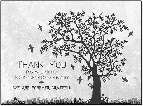 Elcer (40 Pack) Funeral thank you cards with envelopes Celebration of life Floral Tree acknowledgment memorial Sympathy