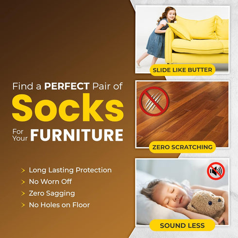 Generic 16 Pcs Luxury Brown Chair Leg Socks Premium Furniture Protectors for Hardwood Floors, Non-Slip & High Elastic