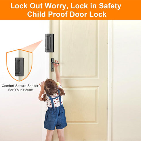 800 lbs, (2 Pack, Home Security Door Reinforcement Lock, Upgraded Front Door Locks for Kids Safety Withstand Child