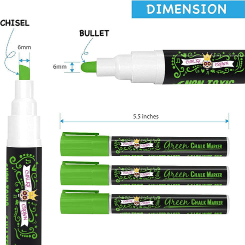 CHALKY CROWN Liquid Chalk Marker Pen - Dry Erase Marker for Chalkboard Signs, Windows, Blackboard, Glass - 6mm